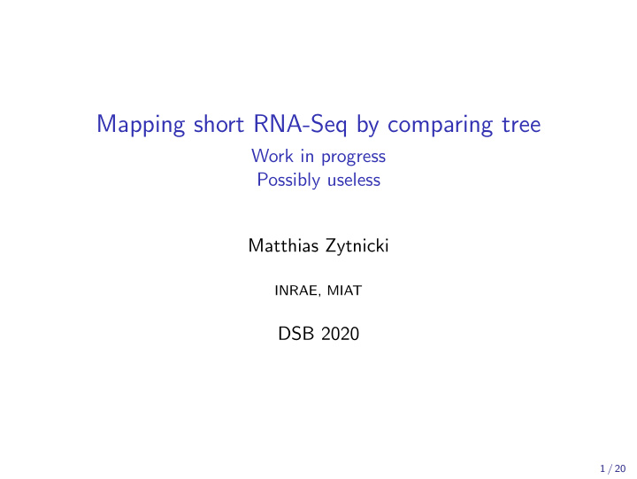 mapping short rna seq by comparing tree