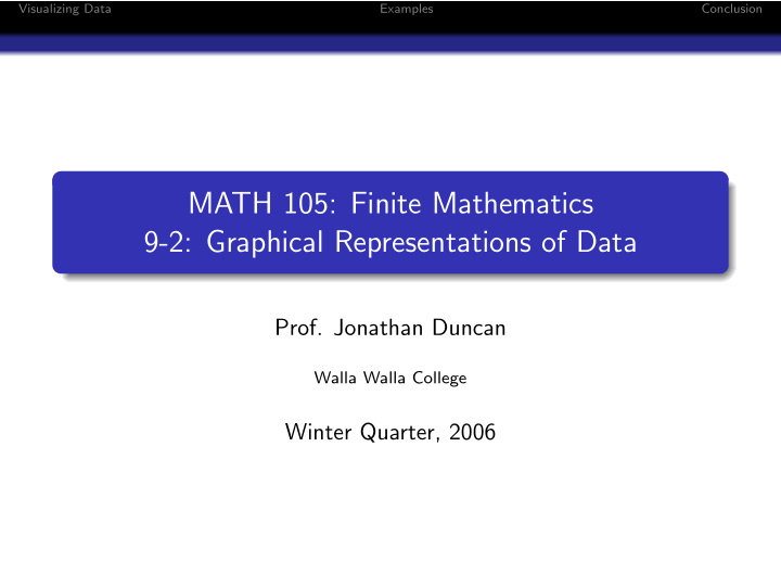 math 105 finite mathematics 9 2 graphical representations