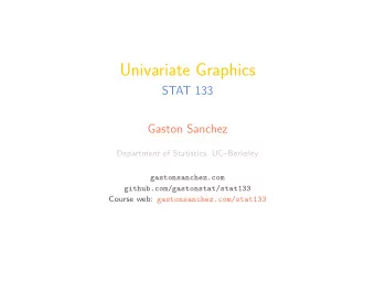 Univariate Graphics  STAT 133  Gaston Sanchez  Department of Statistics, UCBerkeley