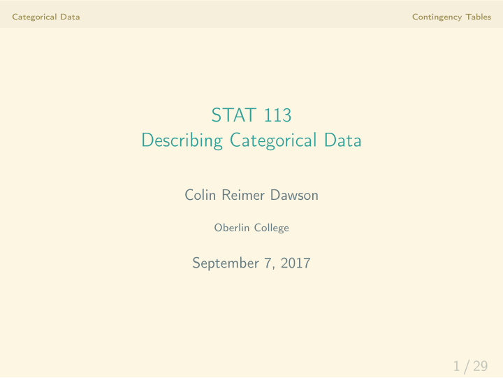 stat 113 describing categorical data