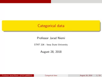 Categorical data  Professor Jarad Niemi  STAT 226 - Iowa State University  August 28, 2018