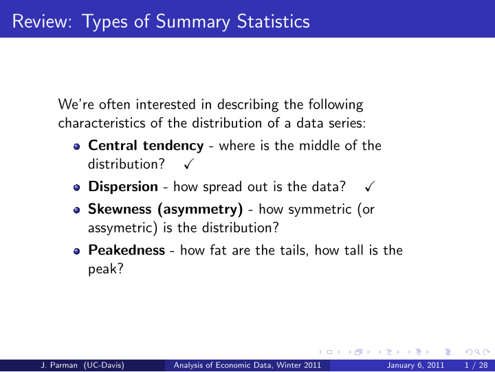 review types of summary statistics