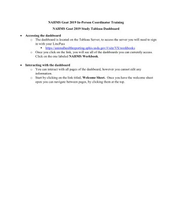 NAHMS Goat 2019 In-Person Coordinator Training  NAHMS Goat 2019 Study Tableau Dashboard