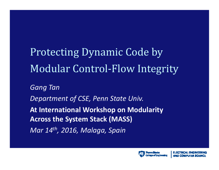 protecting dynamic code by modular control flow integrity