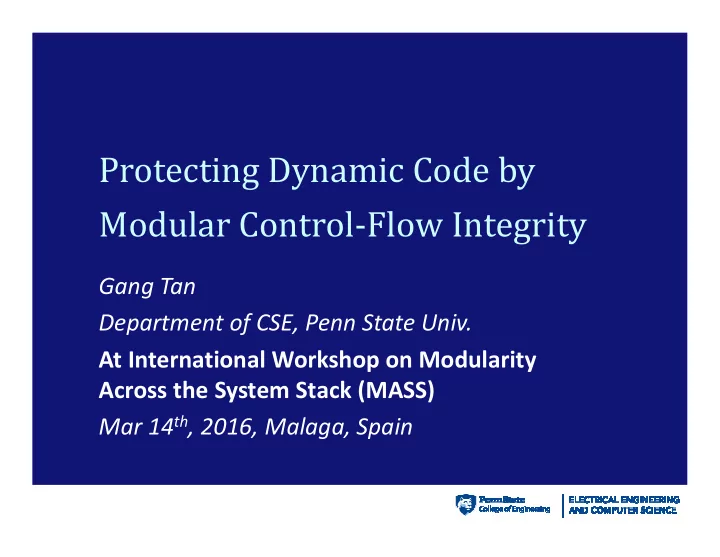 protecting dynamic code by modular control flow integrity
