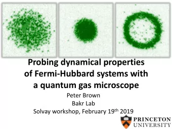 of Fermi-Hubbard systems with  a quantum gas microscope  Peter Brown  Bakr Lab Solvay workshop,
