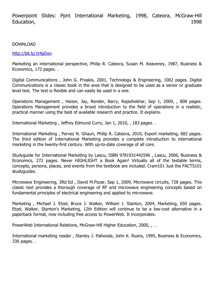 powerpoint slides ppnt international marketing 1998