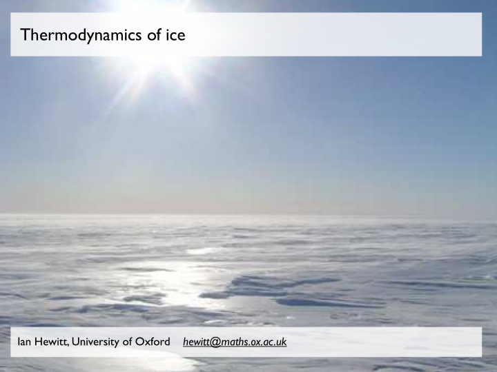 thermodynamics of ice