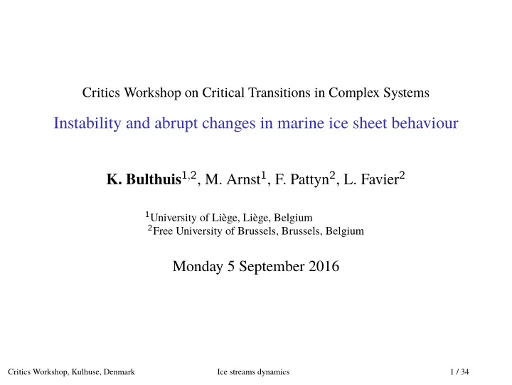 instability and abrupt changes in marine ice sheet