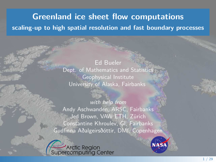 greenland ice sheet flow computations