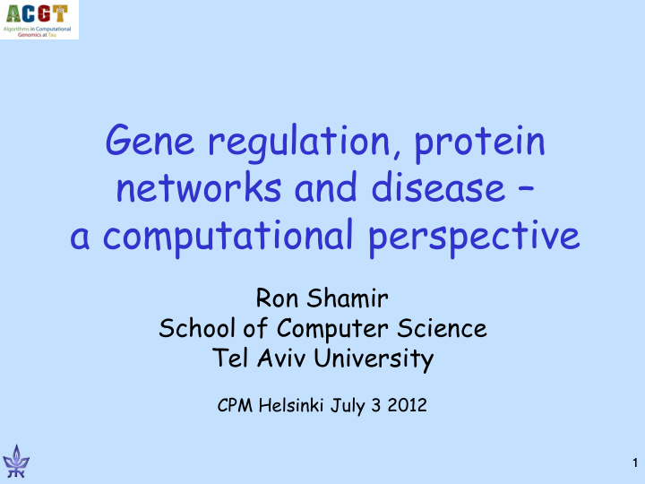 gene regulation protein networks and disease a