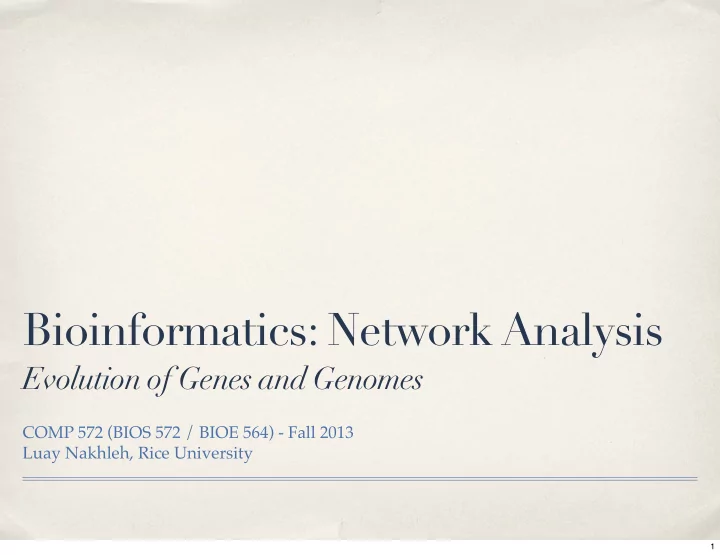 bioinformatics network analysis