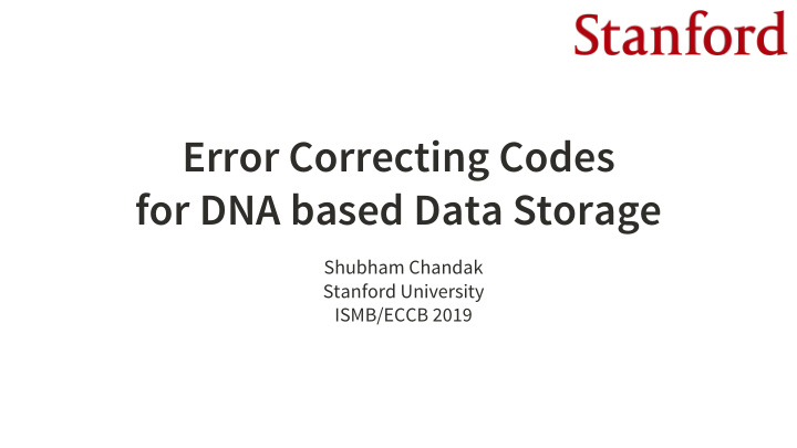 error correcting codes for dna based data storage