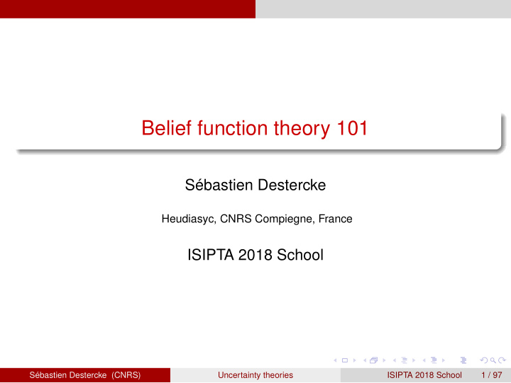 belief function theory 101