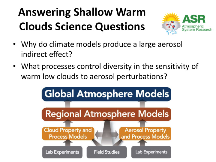 answering shallow warm clouds science questions