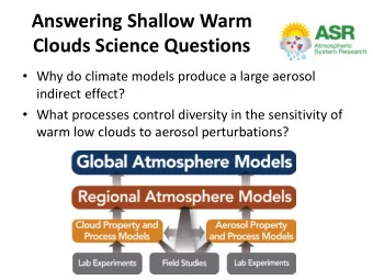 Answering Shallow Warm  Clouds Science Questions  Why do climate models produce a large aerosol