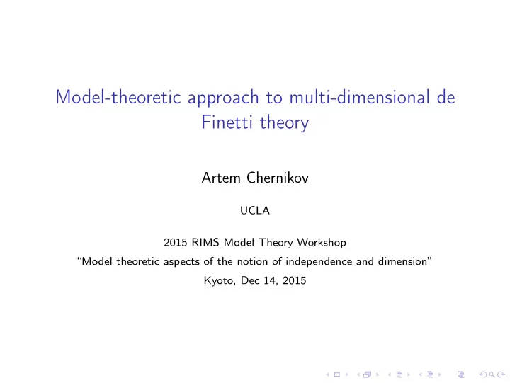 model theoretic approach to multi dimensional de finetti