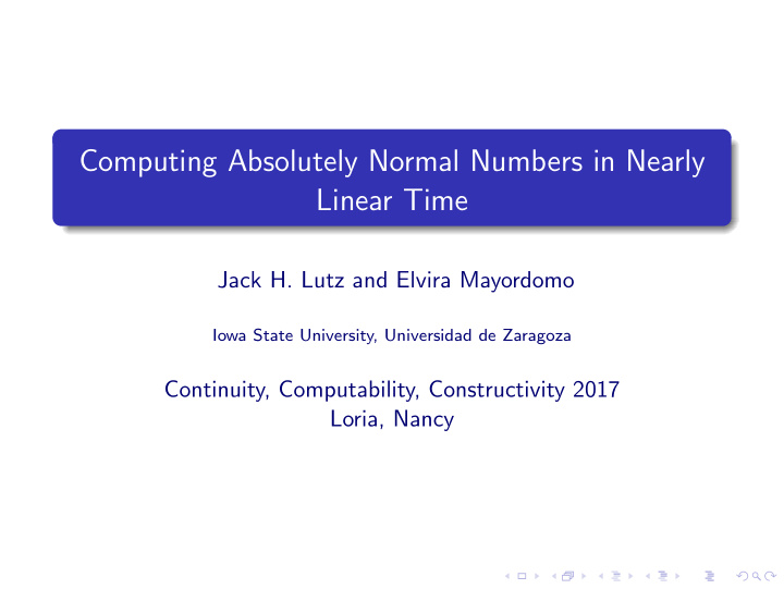 computing absolutely normal numbers in nearly linear time