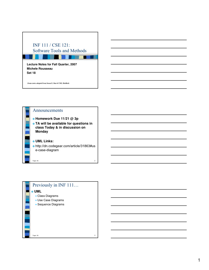 inf 111 cse 121 software tools and methods