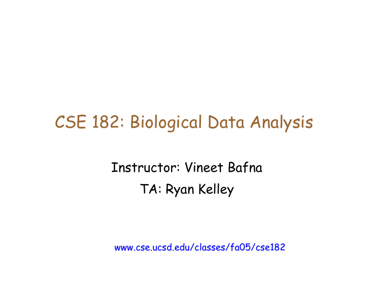 cse 182 biological data analysis