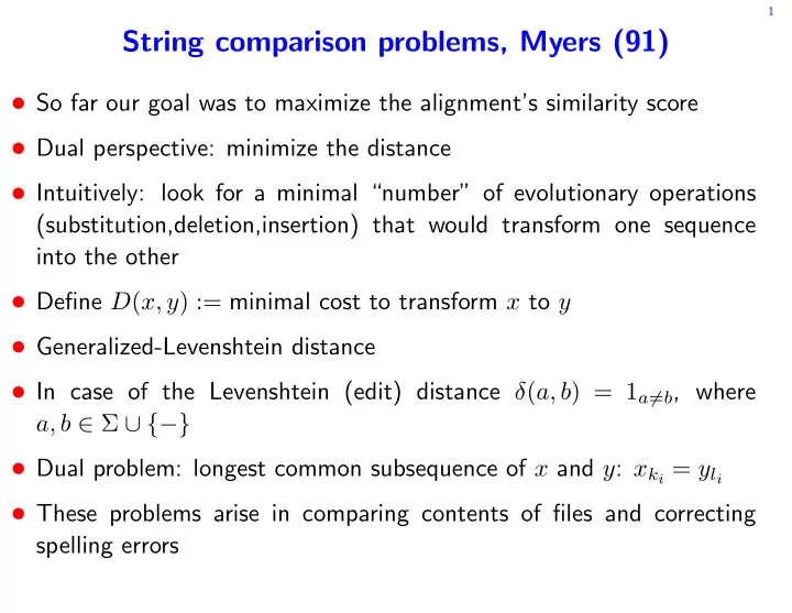 string comparison problems myers 91