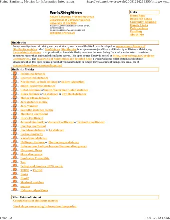 Sam's String Metrics  Links  HomePage Natural Language Processing Group ,  Research Links