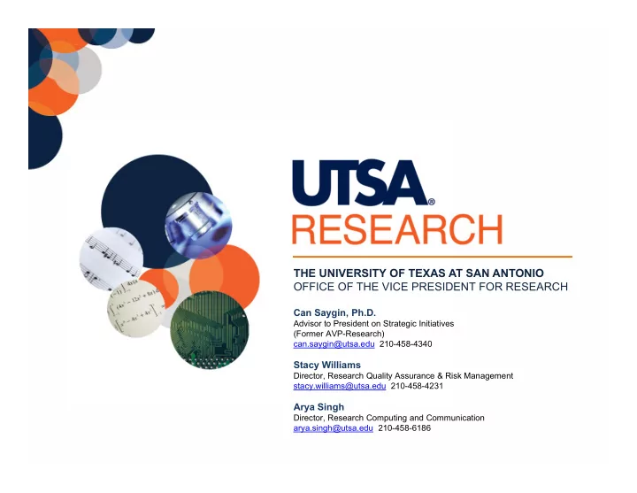 the university of texas at san antonio office of the vice