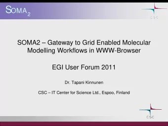 S OMA 2  SOMA2  Gateway to Grid Enabled Molecular  Modelling Workflows in WWW-Browser  EGI User