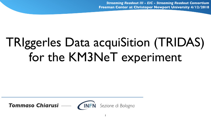 triggerles data acquisition tridas for the km3net