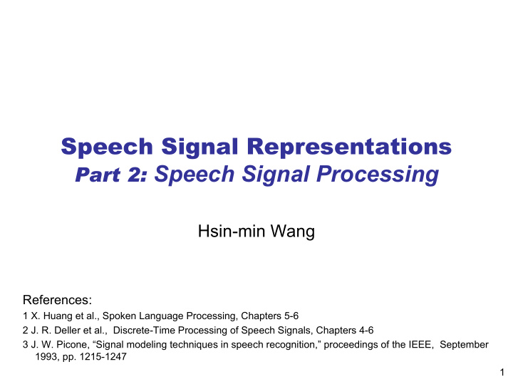 speech signal representations part 2 speech signal