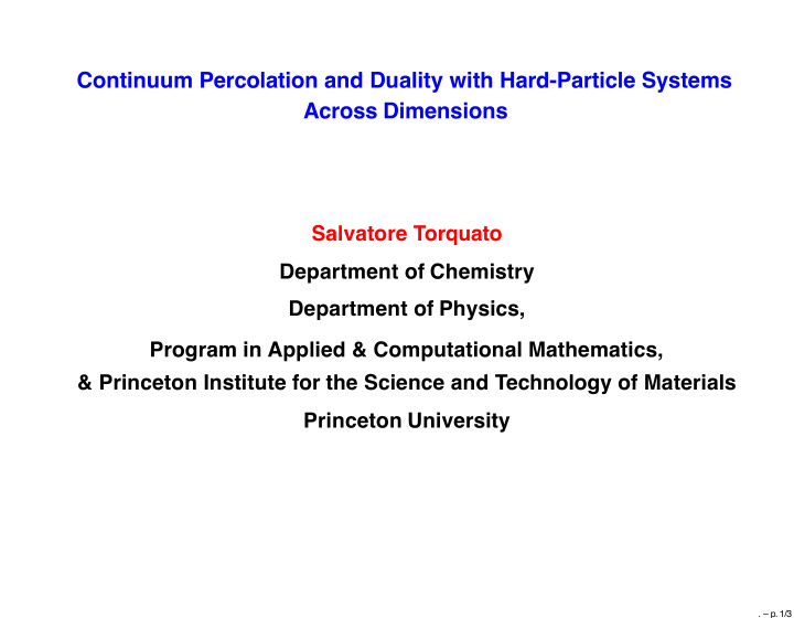 continuum percolation and duality with hard particle