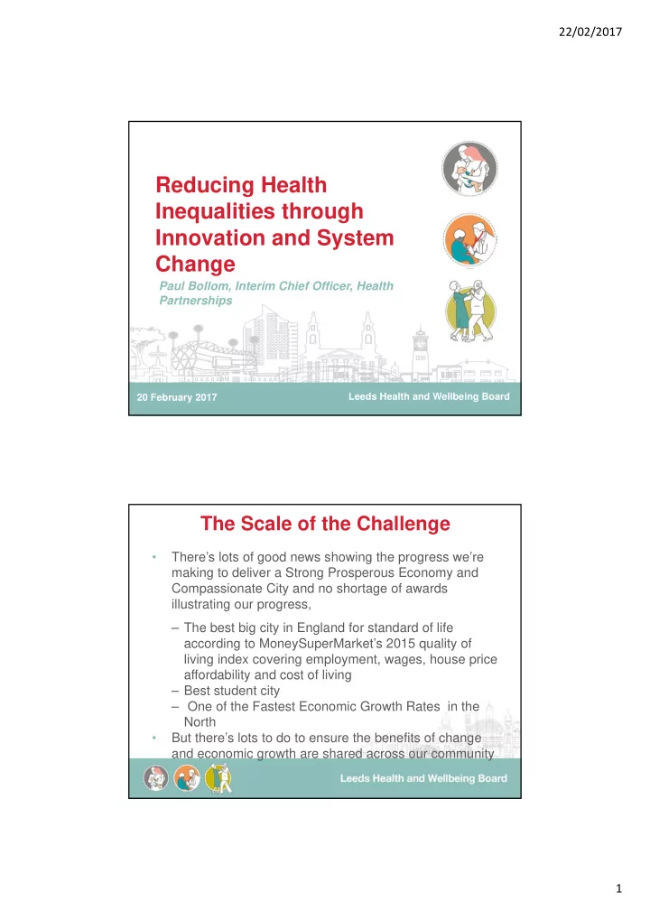 reducing health inequalities through innovation and