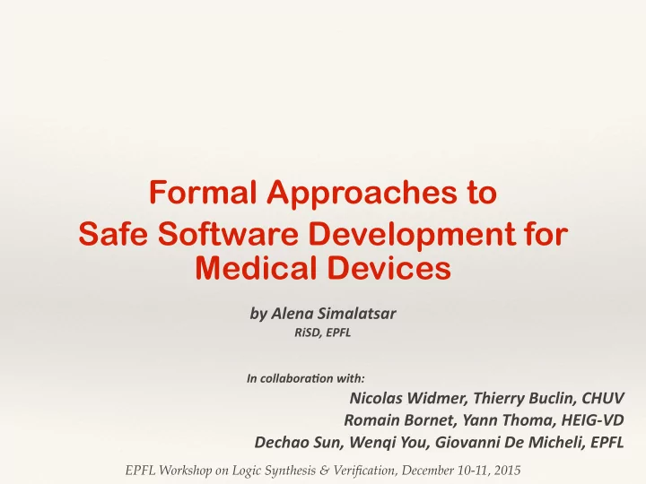 formal approaches to safe software development for