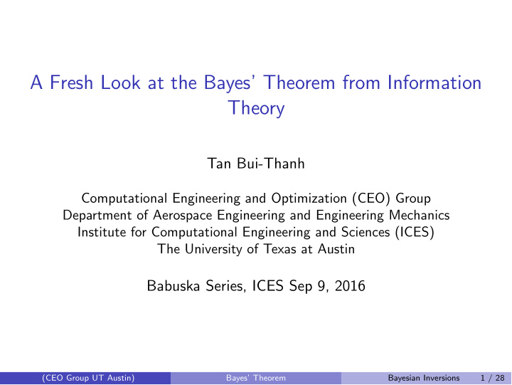 a fresh look at the bayes theorem from information theory