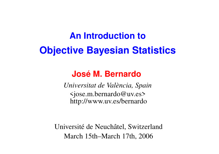 objective bayesian statistics