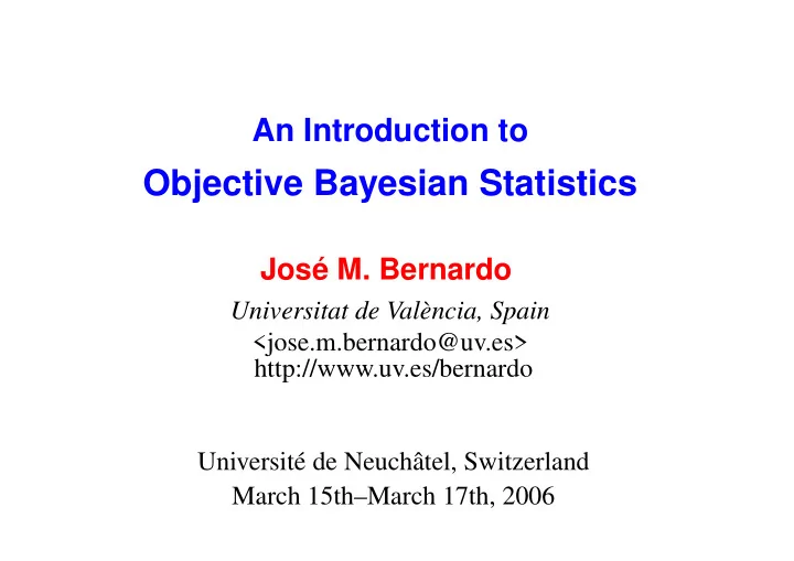 objective bayesian statistics