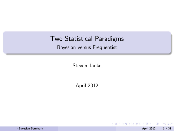 two statistical paradigms