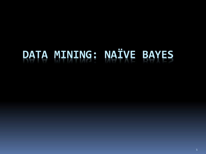 data mining na ve bayes