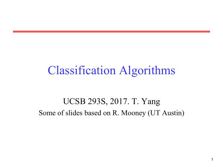 classification algorithms