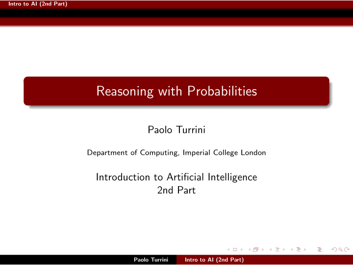 reasoning with probabilities