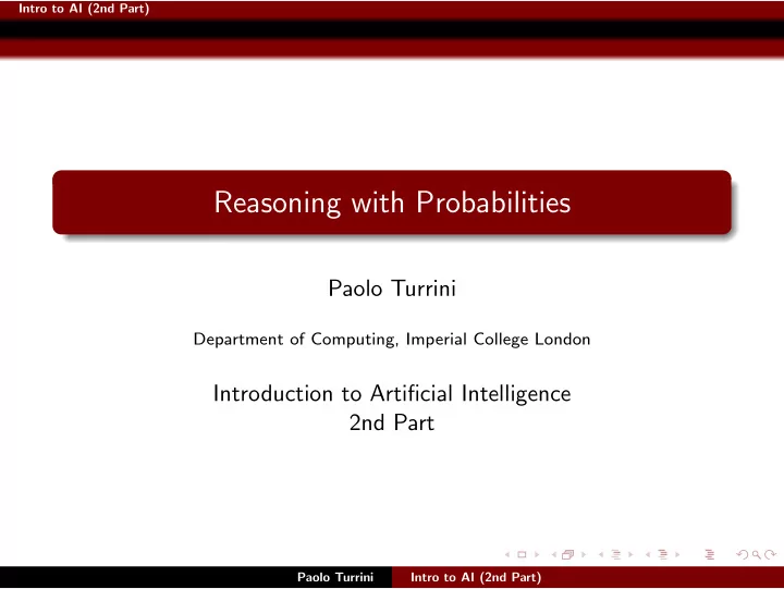 reasoning with probabilities