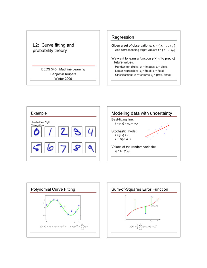 regression l2 curve fitting and