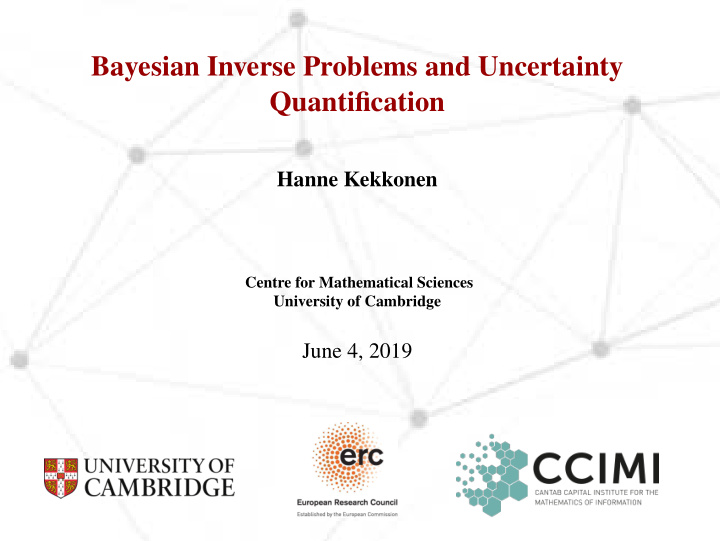 bayesian inverse problems and uncertainty quantification