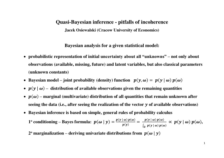 quasi bayesian inference pitfalls of incoherence