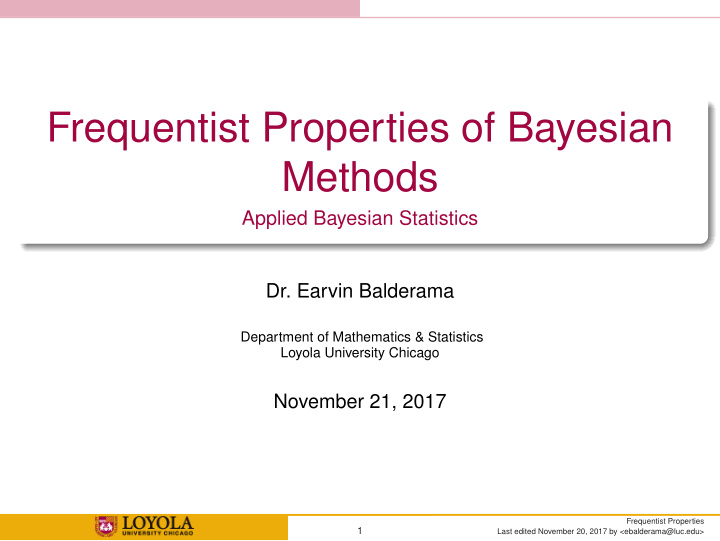 frequentist properties of bayesian methods
