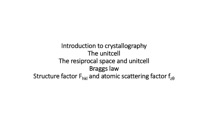 the resip iprocal space and unit itcell