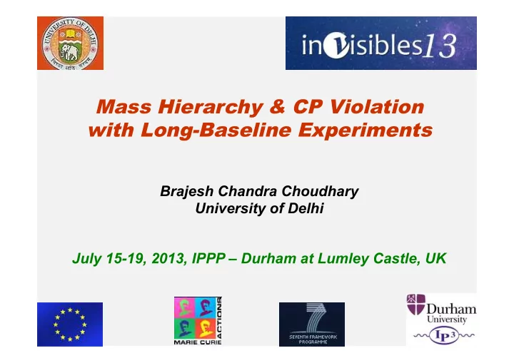 mass hierarchy cp violation with long baseline experiments