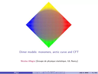 Dimer models: monomers, arctic curve and CFT  Nicolas Allegra (Groupe de physique statistique, IJL