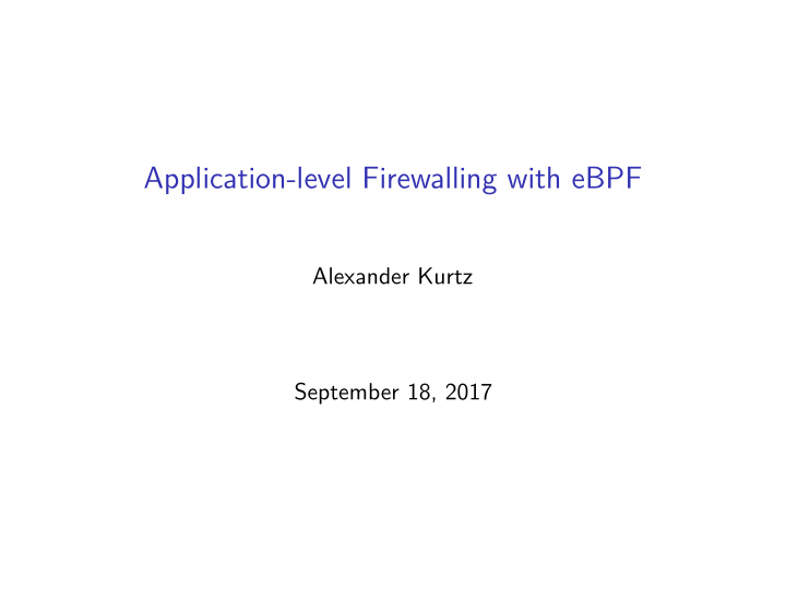 application level firewalling with ebpf