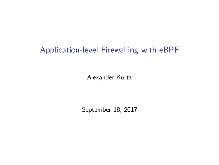 application level firewalling with ebpf